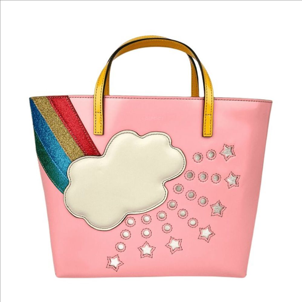 COPY - COPY - Gucci Women's Children's Pink Leather Tote Bag With Rainbow Cloud…